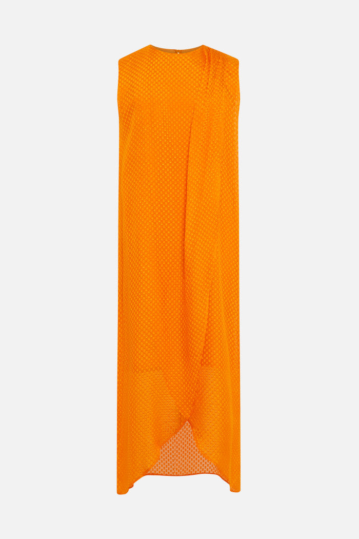 Around Cut Yarn Dress - Orange