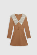 Claudie Pierlot Vestido de punto Tala - Camel - - The Bradery