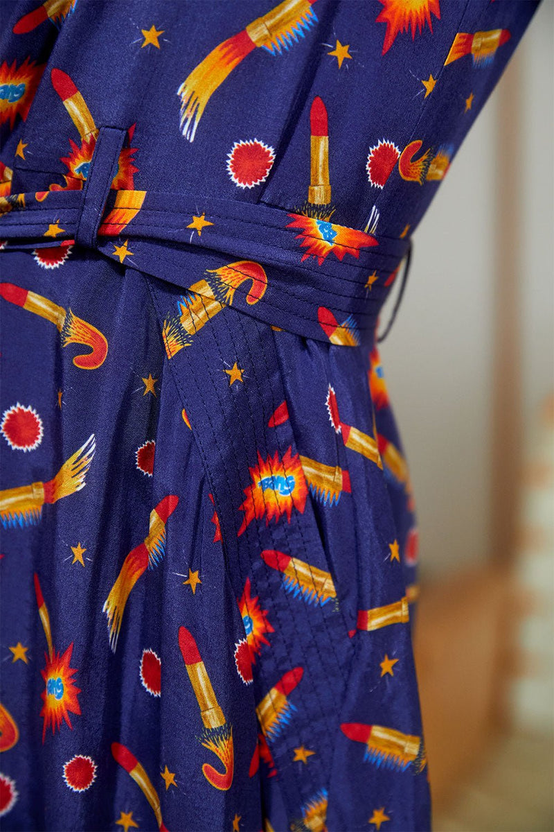 Vestido L'Innocente Rocket Lipstick Azul - Soi Paris - The Bradery