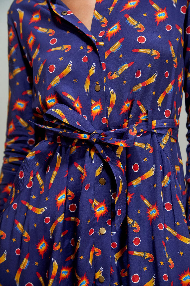 Vestido L'Innocente Rocket Lipstick Azul - Soi Paris - The Bradery