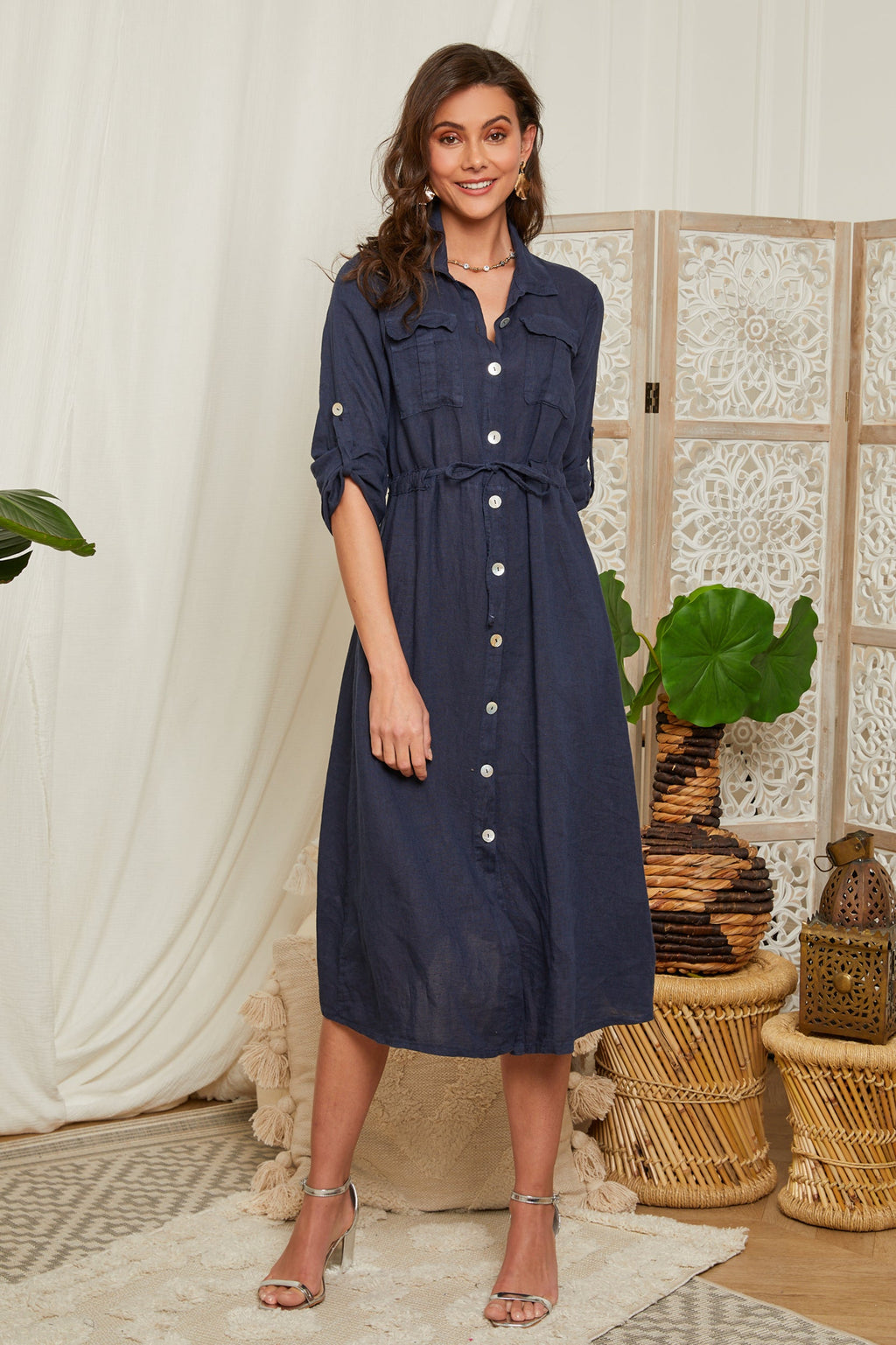 Vestido Marino - VESTIDOS y FALDAS Mujer Around Linen