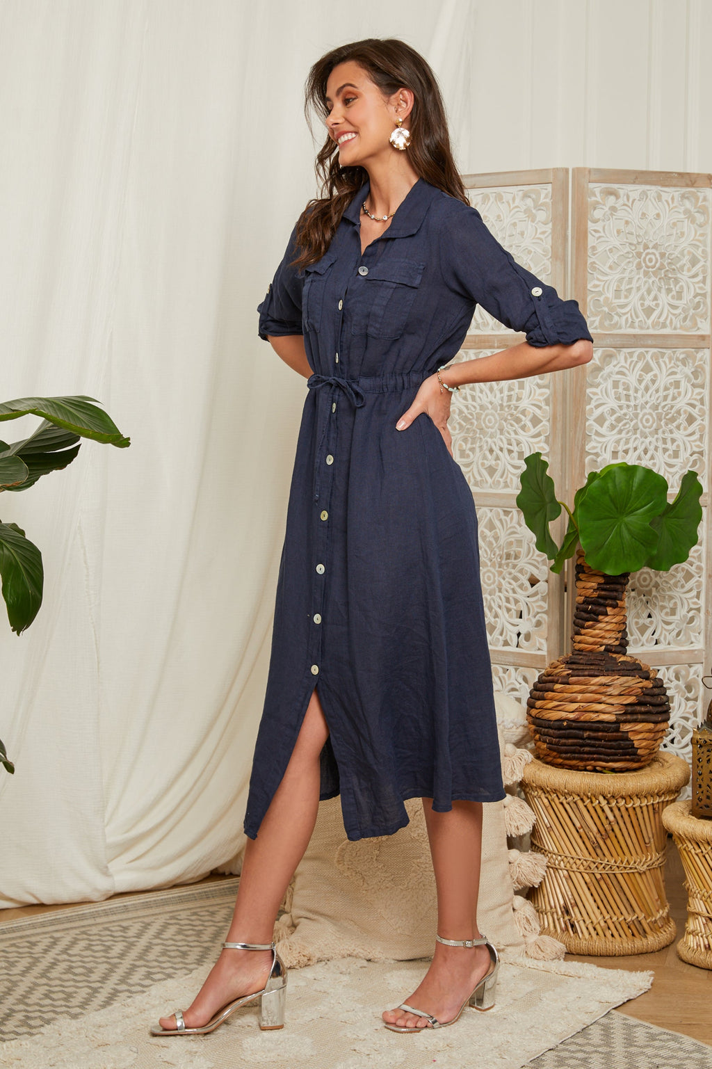 Vestido Marino - VESTIDOS y FALDAS Mujer Around Linen