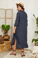 Navy Dress - Women DRESSES and SKIRTS Around Linen
