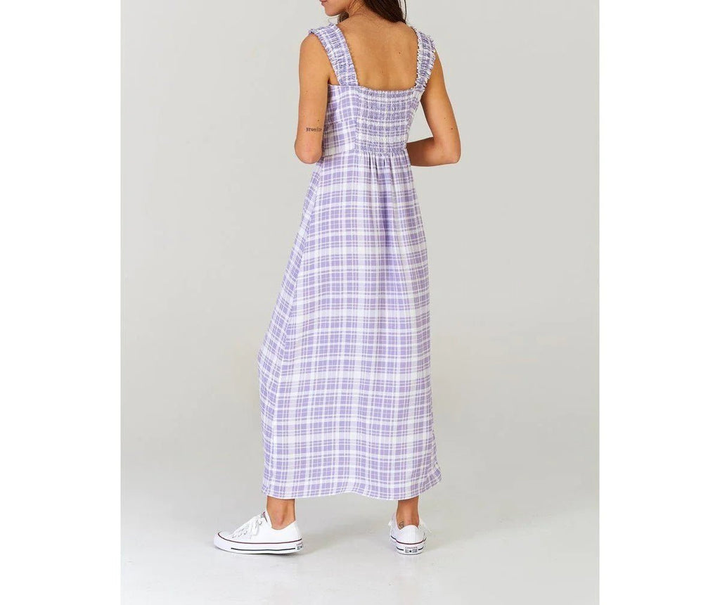 Checkered Midi Dress - Lavender - Robin Collection -The Bradery