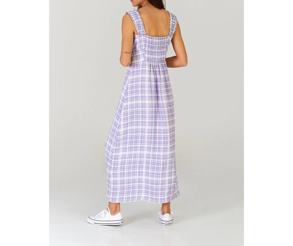 Checkered Midi Dress - Lavender - Robin Collection -The Bradery