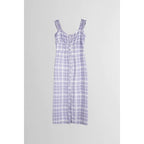 Checkered Midi Dress - Lavender - Robin Collection -The Bradery