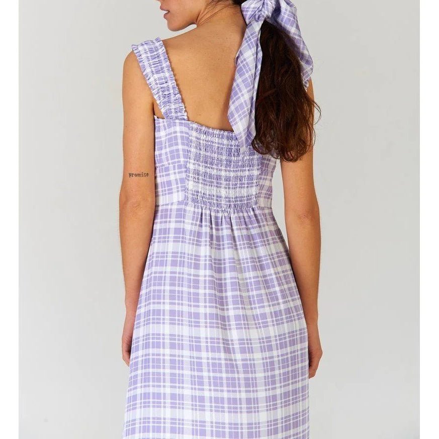 Checkered Midi Dress - Lavender - Robin Collection -The Bradery