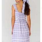 Checkered Midi Dress - Lavender - Robin Collection -The Bradery