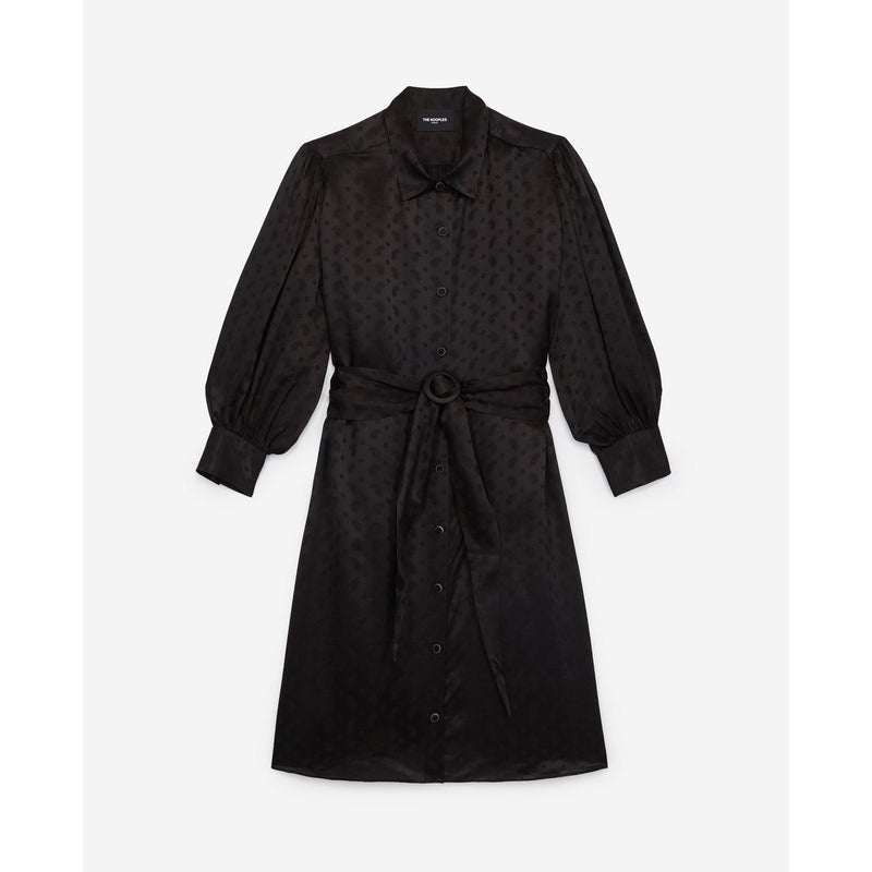 Patterned Belted Black Short Dress - Woman - The Kooples - The Bradery