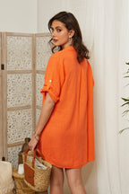Orange Dress - Women DRESSES and SKIRTS Around Linen