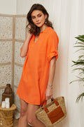 Orange Dress - Women DRESSES and SKIRTS Around Linen