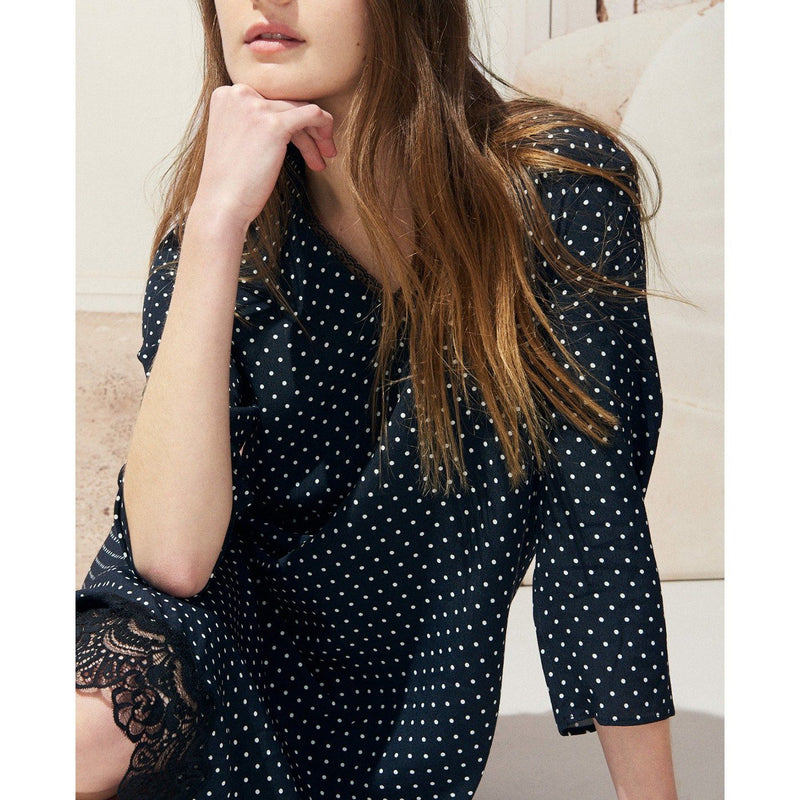 Claudie Pierlot Vestido Real Pois - Azul marino - - The Bradery