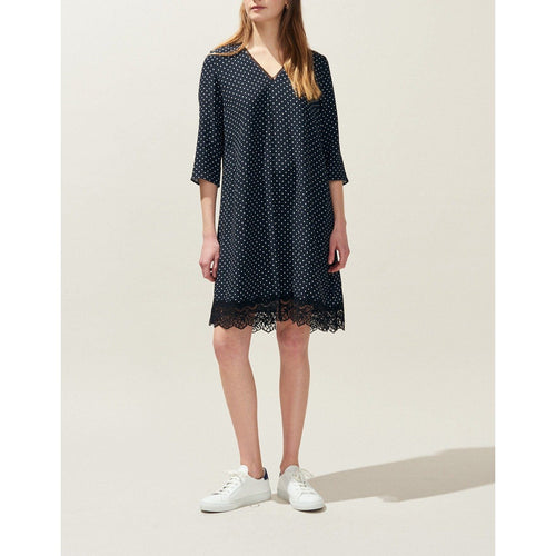 Claudie Pierlot Vestido Real Pois - Azul marino - - The Bradery