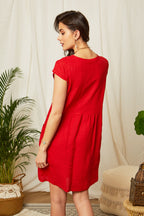 Red Dress - Women DRESSES and SKIRTS Around Linen
