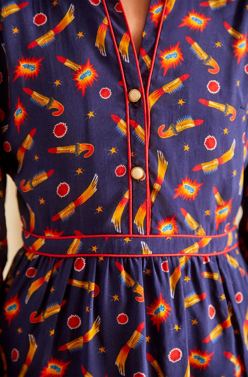 Splendide Rocket Lipstick Dress Azul - Soi Paris - The Bradery