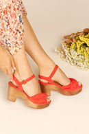 Sabots Mila - Veau Velours Corail - Anaki - The Bradery