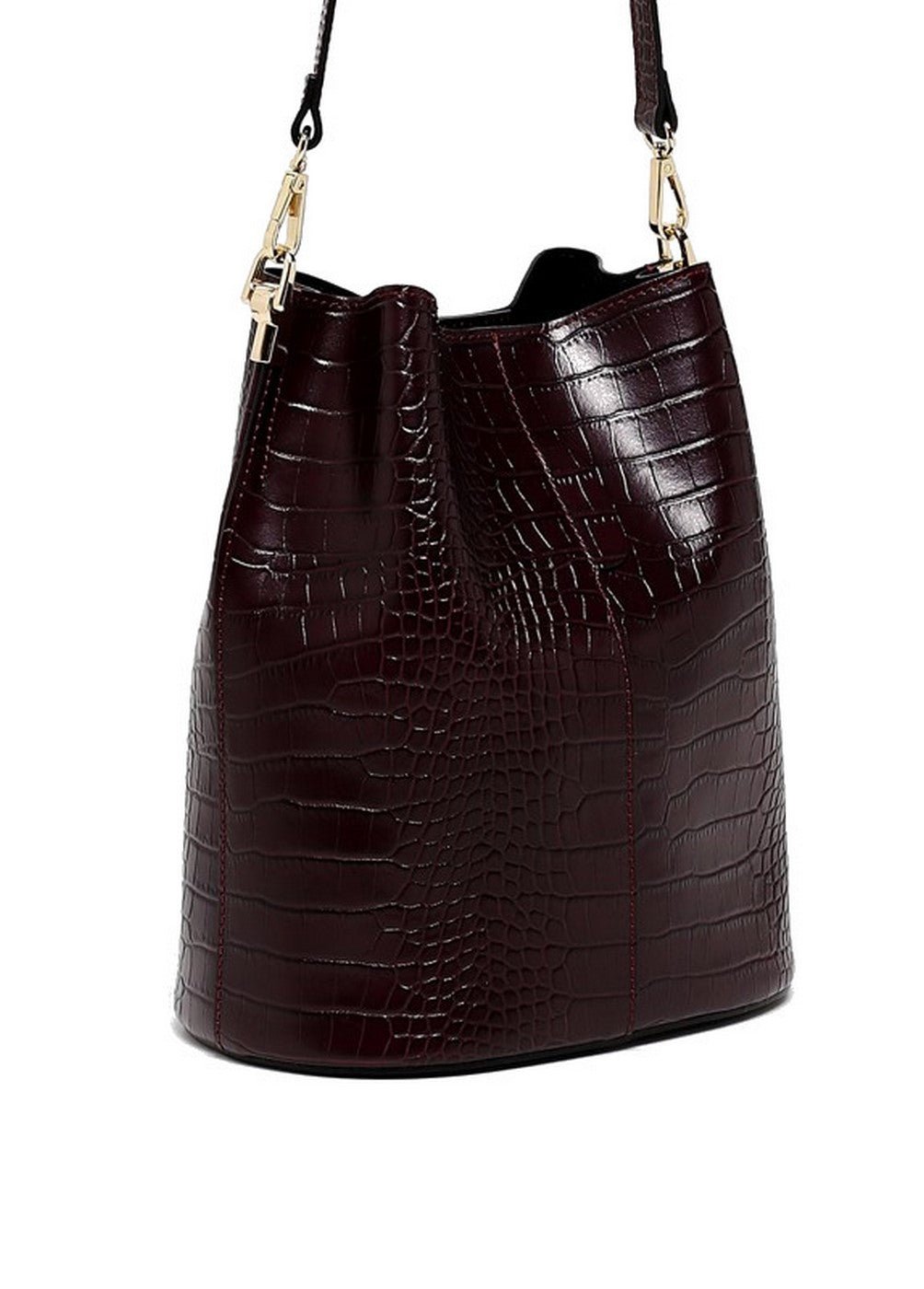 Sac à Bandoulière Bruna Croco - Bordeaux - Maison Heritage - The Bradery