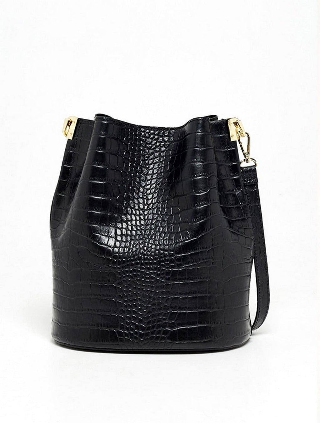 Sac à Bandoulière Bruna Croco - Noir - Maison Heritage - The Bradery