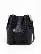 Sac à Bandoulière Bruna Croco - Noir - Maison Heritage - The Bradery