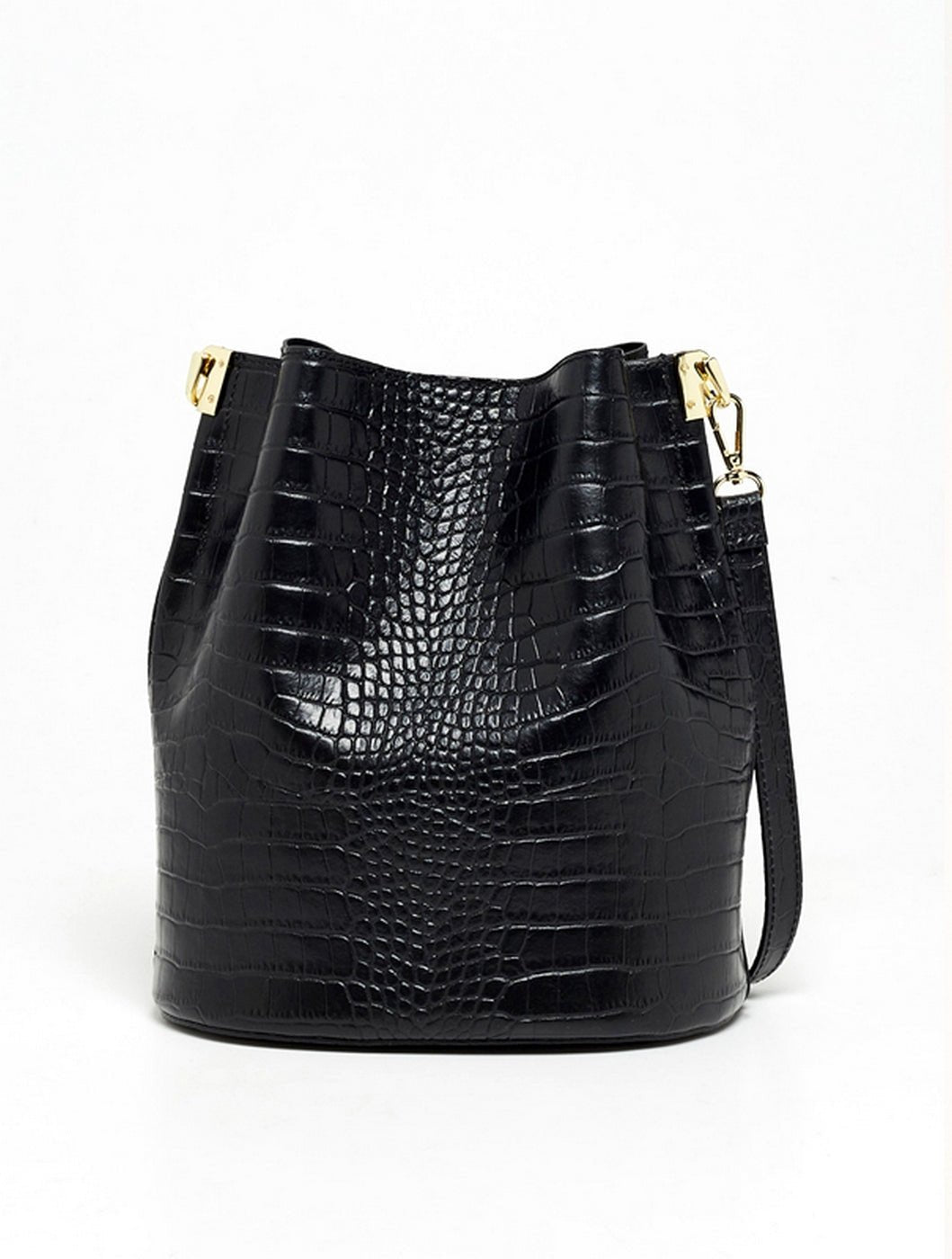 Sac à Bandoulière Bruna Croco - Noir - Maison Heritage - The Bradery