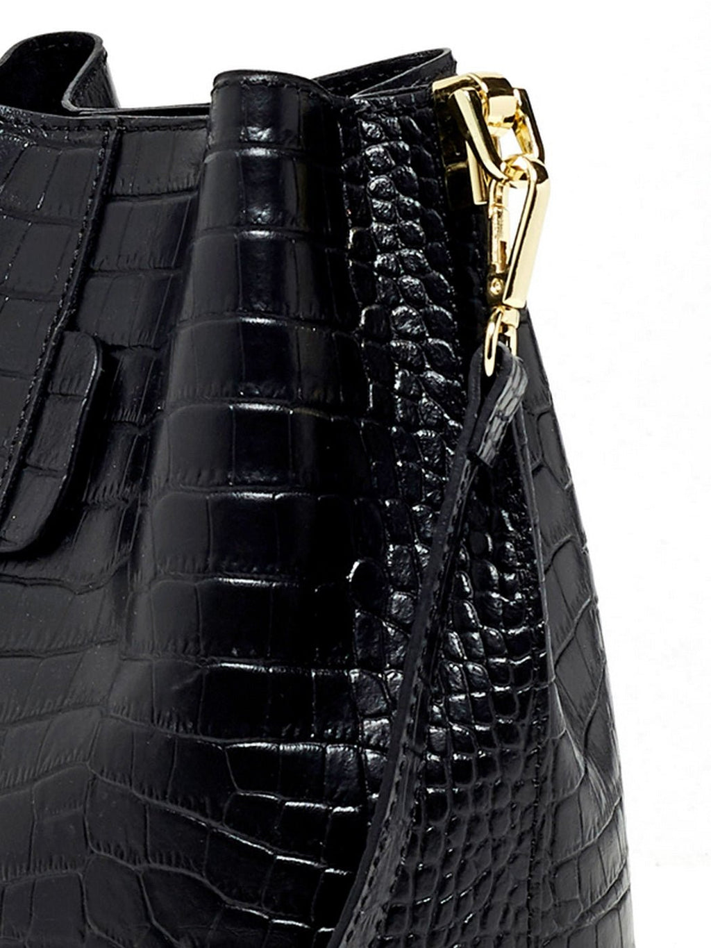 Sac à Bandoulière Bruna Croco - Noir - Maison Heritage - The Bradery