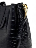 Sac à Bandoulière Bruna Croco - Noir - Maison Heritage - The Bradery