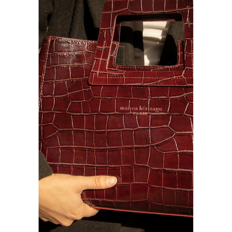 Sac A Main Bordeaux Jane Croco - Maison Heritage - The Bradery