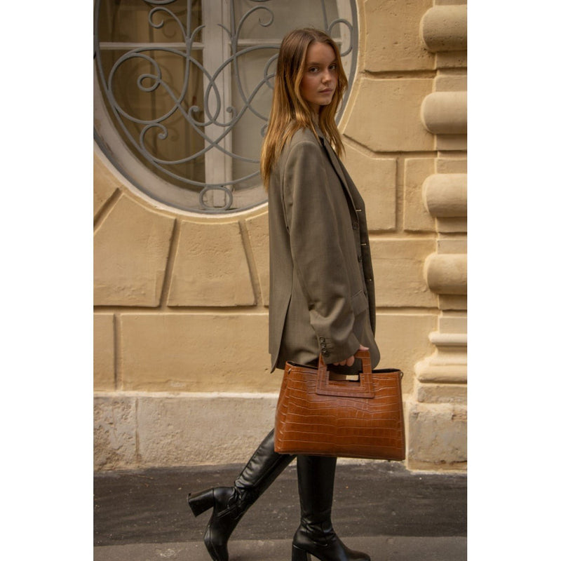 Sac A Main Camel Jane Croco - Maison Heritage - The Bradery