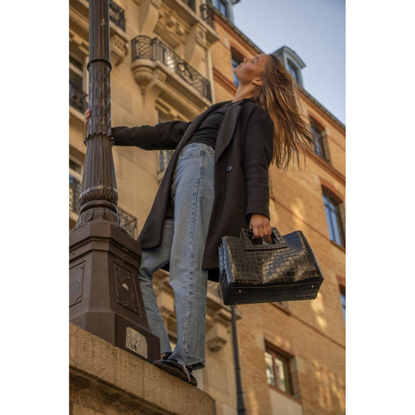Borsa Jane Croco nera - Maison Heritage - The Bradery