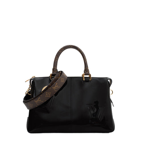 sac de seconde main miroir tote louis vuitton  en cuir verni noir  face