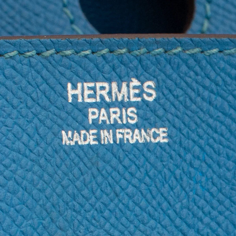 sac de seconde main birkin  hermes en cuir bleu label 