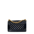 sac de seconde main boy chanel en cuir verni bleu dos