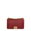 sac de seconde main boy chanel en cuir rouge face