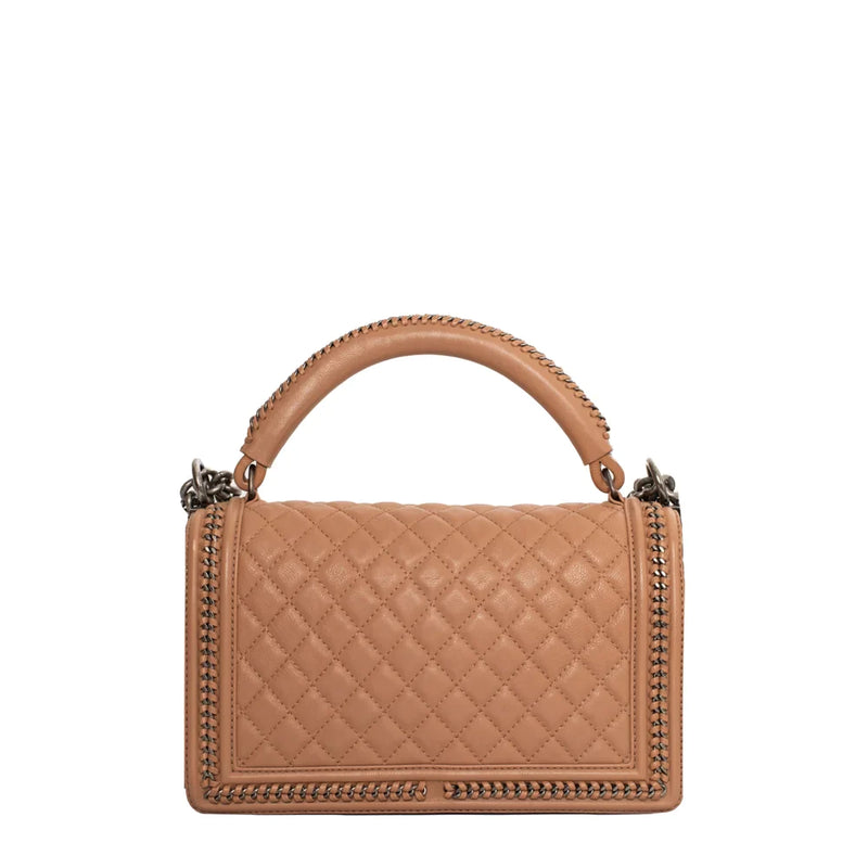 sac de seconde main boy chanel  en cuir beige dos