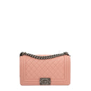 sac de seconde main boy chanel en cuir rose face