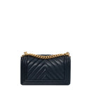 sac de seconde main boy chanel en cuir bleu dos