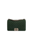 sac de seconde main boy chanel en cuir vert face