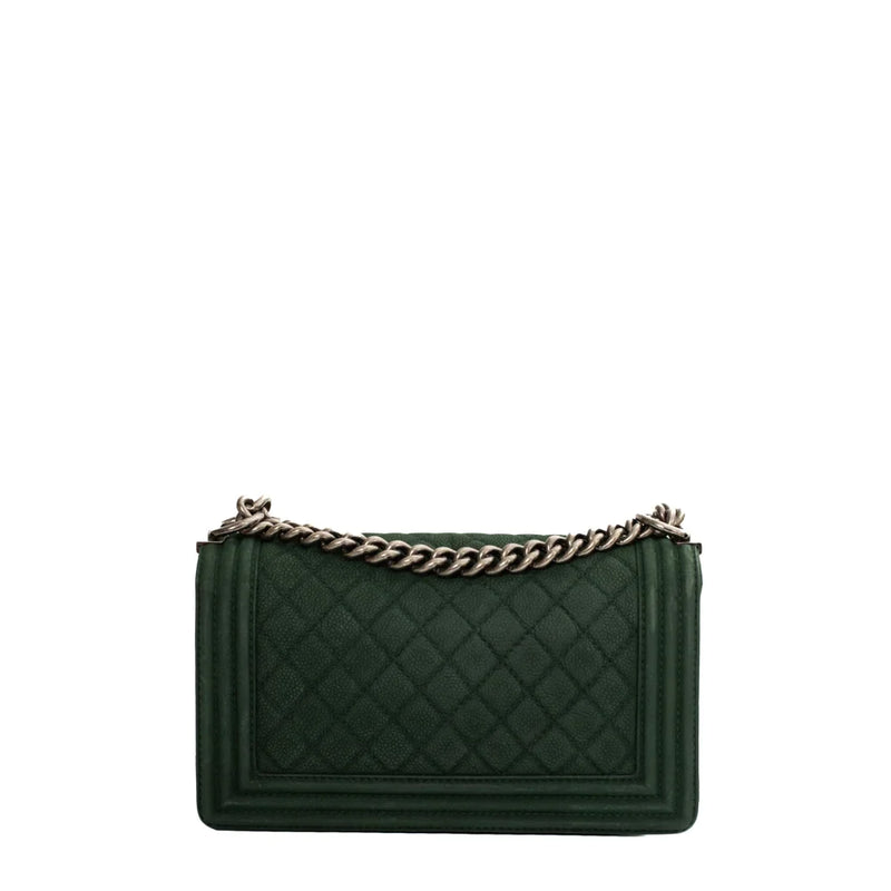 sac de seconde main boy chanel en cuir vert dos