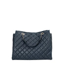 sac de seconde main cabas chanel en cuir bleu dos