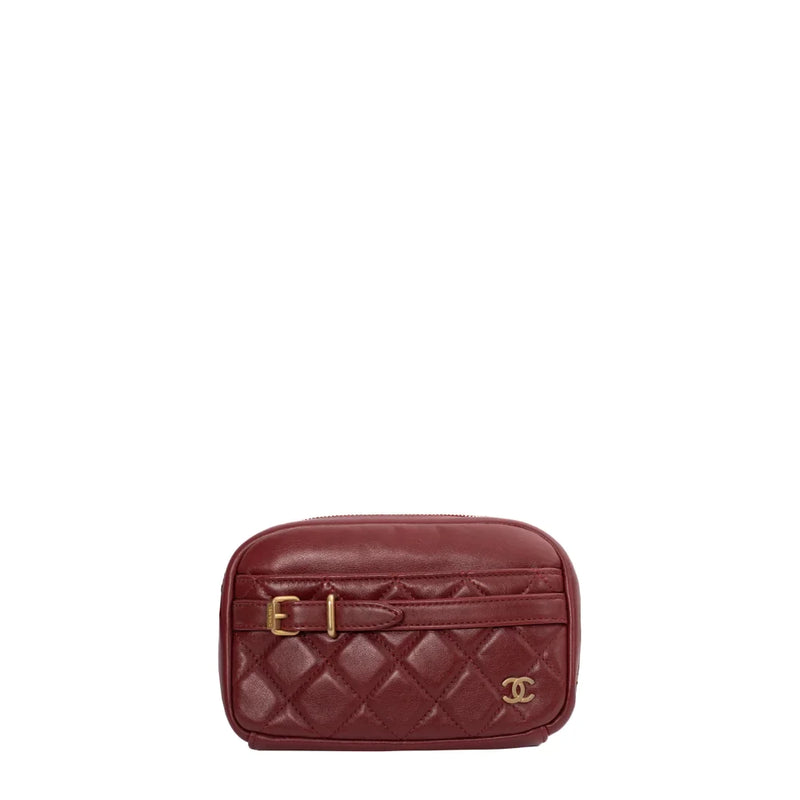 sac de seconde main camera chanel  en cuir rouge face