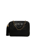 sac de seconde main camera chanel  en cuir noir face