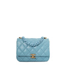 sac de seconde main 19 chanel en cuir bleu face