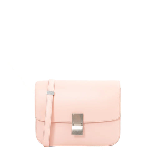 sac de seconde main classic box celine en cuir rose face