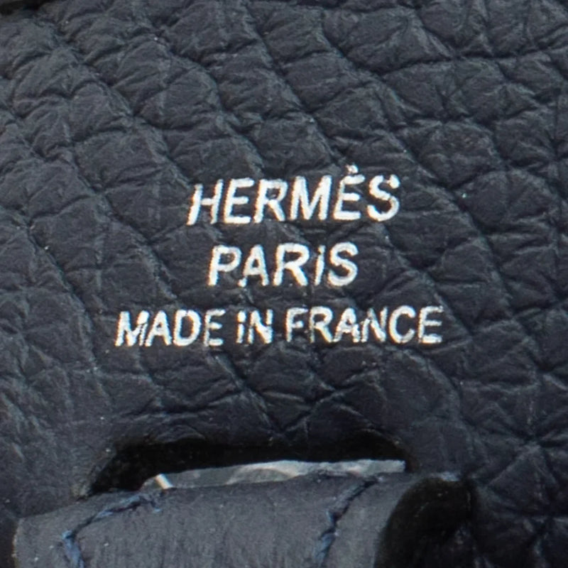 sac de seconde main evelyne hermès en cuir bleu label