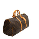 sac de seconde main keepall louis vuitton  en toile monogram marron côté