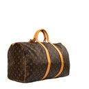 sac de seconde main keepall louis vuitton en toile monogram marron côté