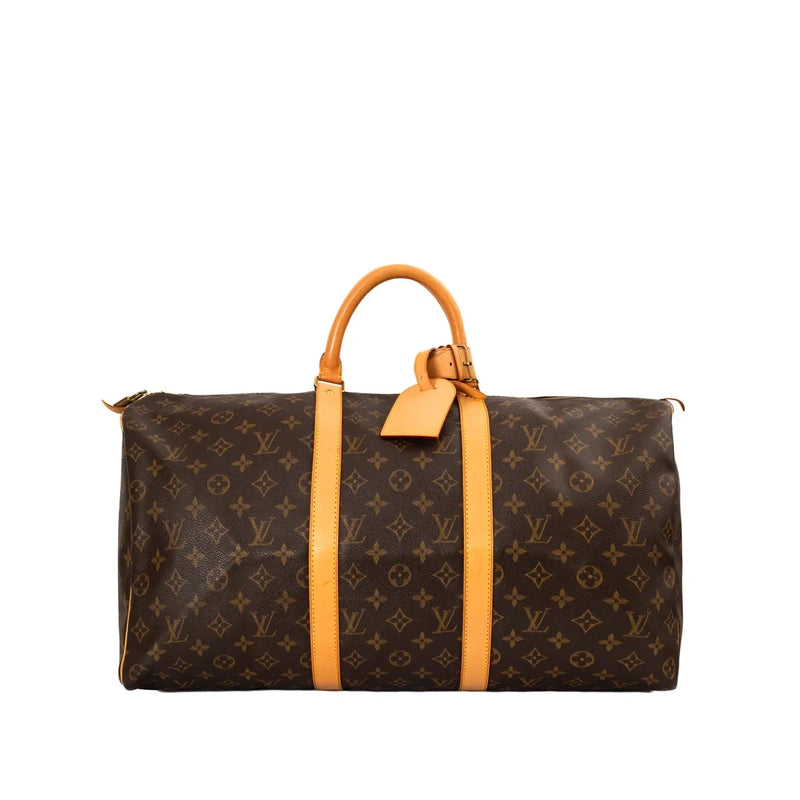 sac de seconde main keepall louis vuitton en toile monogram marron face