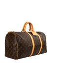 sac de seconde main keepall louis vuitton en toile monogram marron côté