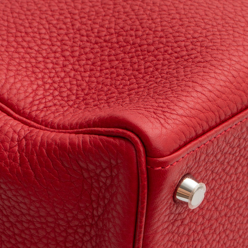 sac de seconde main kelly hermès  en cuir rouge  coin