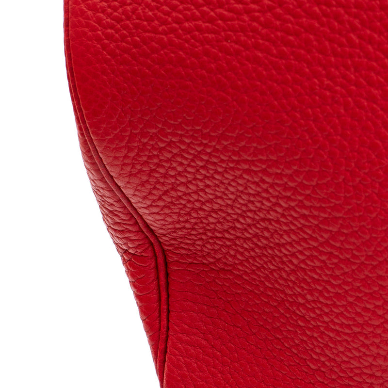 sac de seconde main kelly hermès  en cuir rouge  défaut 3